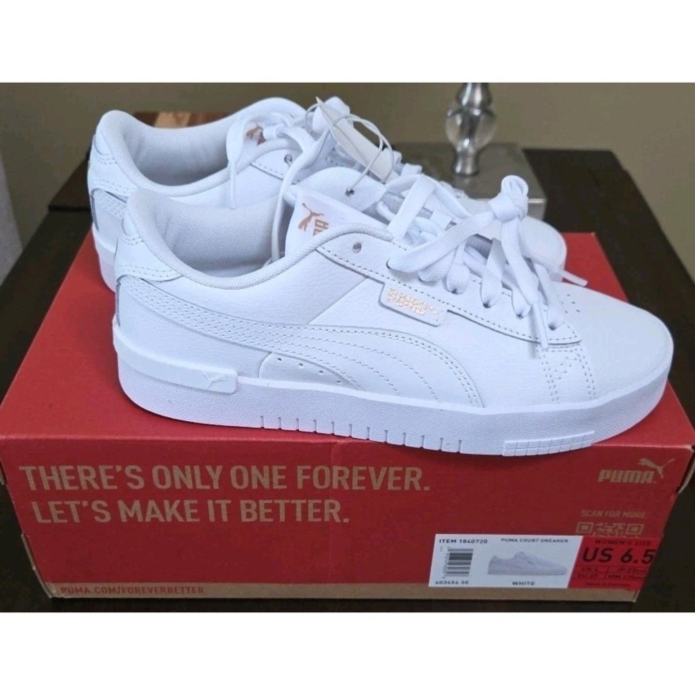 Puma Women's Court Sneaker White Tennis Shoe Fashion Casual Ladies Footwear 6.5